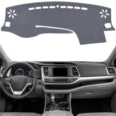 Imagem de KEYOOG Capa de painel para painel de instrumentos adequada para to-yota Highlander 2019-2014 (sem modelos HUD), tapete de painel de carro tapete antirreflexo, protetor solar antiderrapante (cinza)