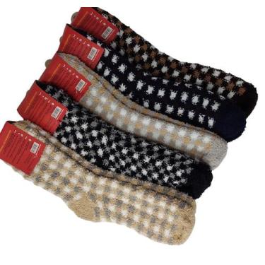 Imagem de Kit 12 Pares Meia Soft Felpuda Masculina Unissex Super Confortável Inv