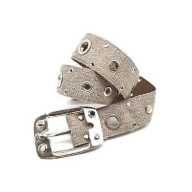 Imagem de Cinto masculino feminino lona com ilhóes e rebite K00681c - Barão do C