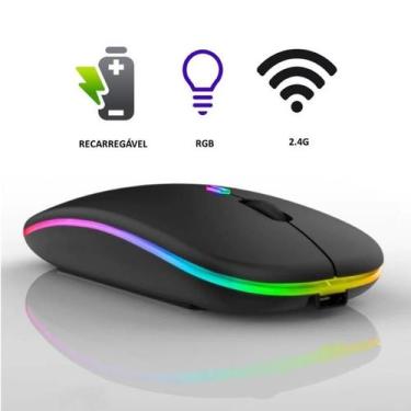Imagem de Mouse Sem Fio Óptico 1600Dpi Usb Wireless 2.4Ghz - Mouse Sem Fio Recar