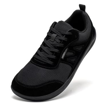 Imagem de HOBIBEAR Tênis unissex largo descalço para homens e mulheres, minimalista, atlético, trilha, corrida, caminhada ao ar livre, Todo preto, 7 Wide Women/6 Wide Men