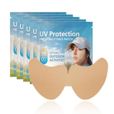 Imagem de DLZZRS 5 pares de máscara de proteção UV, máscara sob os olhos de hidrogel para cuidados com a pele para proteção UV e pele opaca com colágeno, acessórios de golfe para esportes ao ar livre e portátil