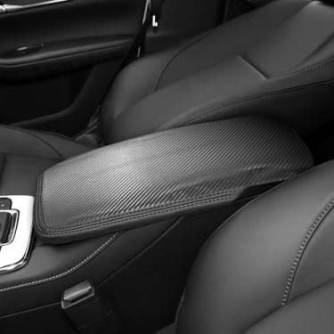 Imagem de DEYTOP Capa de console central para Mazda CX30 2020-2025 acessórios capa de apoio de braço de carro para Mazda CX30 acessórios protetor de braço de couro anti-arranhões (fibra de carbono com pontos