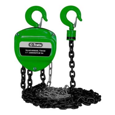Imagem de 2X Talha Manual 1 Tonelada 1000 Kg Com Corrente 3 Metros Tra