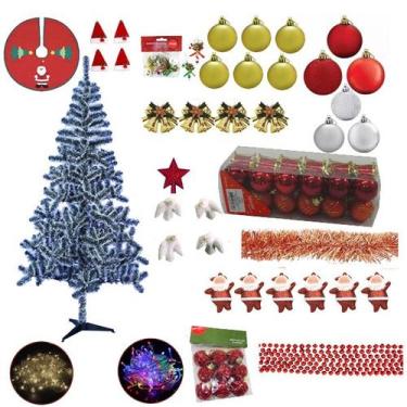 Imagem de Kit Árvore De Natal Nevada 2,10m 450 Galhos 137 Itens Pisca Pisca Led 