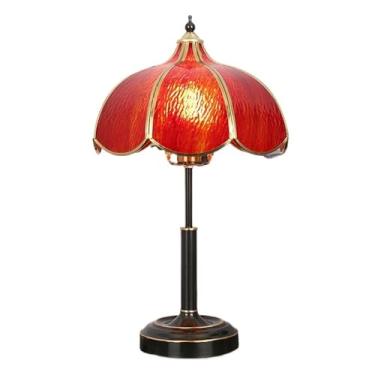 Imagem de Abajur de cabeceira Abajur de mesa vidro vintage, abajur para sala estar, quarto, estudo, latão, vitral, cabeceira(Red,Pequeno)