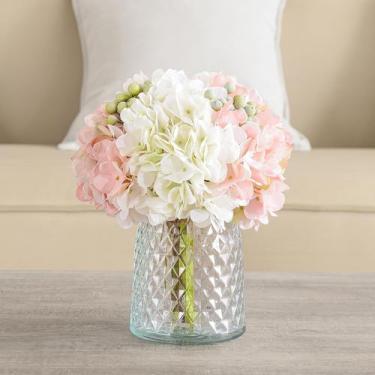 Imagem de Arranjo de flores artificiais Wracra Hydrangeas com vaso de vidro