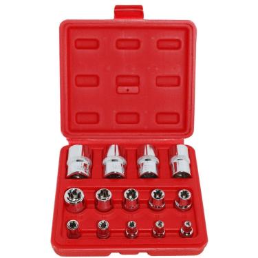 Imagem de Jogo De Soquete Torx Fêmea 1/2, 3/8 E 1/4 14 Peças Dm600