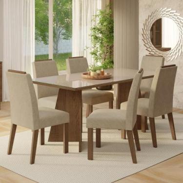 Imagem de Conjunto Sala De Jantar Tampo De Vidro 6 Cadeiras Rustic/crema/imperia