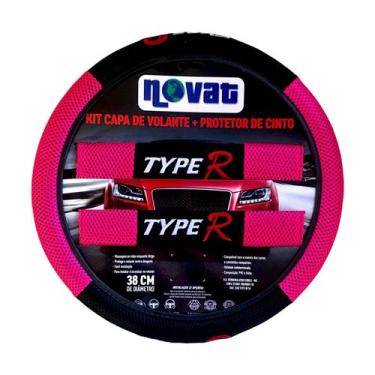 Imagem de Kit protetor de cinto + capa de volante type'r rosa - NOVAT