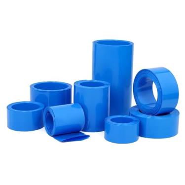 Imagem de 8 Meters Blue PVC Heat Shrink Tubing 20-155mm for 18650 Batteries, Wires & Electronics - Waterproof, Insulated(150mm Width)
