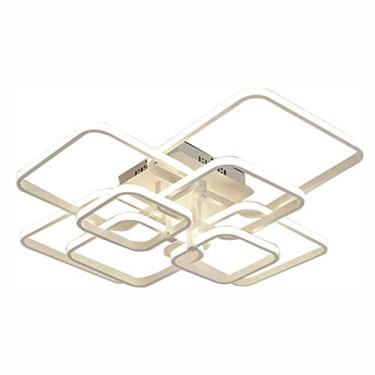 Imagem de RAUGAJ Lustres, lustre, luz de teto LED de escurecimento de 3 cores moderno quadrado acrílico lustre de teto embutido luminária pendente de teto para sala de jantar sala de estar quarto luminária