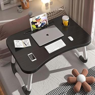 Imagem de Mesa Notebook Multiuso Dobrável Portátil – Madeira com Pés em Metal, Design Moderno para Trabalho, Estudos, Refeições e Lazer – Compacta e Ergonômica (Preto e Branco Sortido)