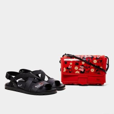 Imagem de Sandália Infantil Grendene Disney Fun Bag Menina, Preto, Rosa, 31