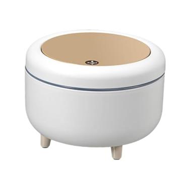Imagem de KiBcsLic Lixeira com tampa, cesto de lixo com tampa de pressão, moderna, com pernas, tampa de pressão, estilo nórdico, para cozinha e sala de estar, Mesa
