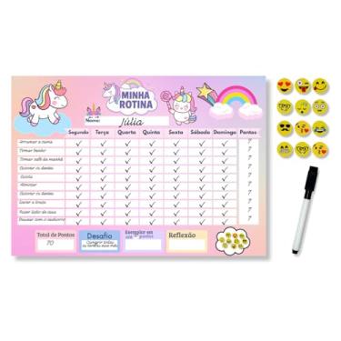 Imagem de Quadro de Incentivo Infantil Magnético Tema Unicórnio – Rotina Educativa Opfy A4