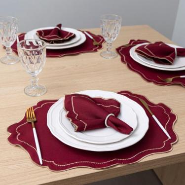 Imagem de Kit 24 Pçs 12 Lugares Mesa Posta Sousplat Jogo Americano Realeza Borda