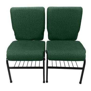 Imagem de 02 Cadeiras para Igrejas c/ Porta Biblía e Porta Cálice Verde