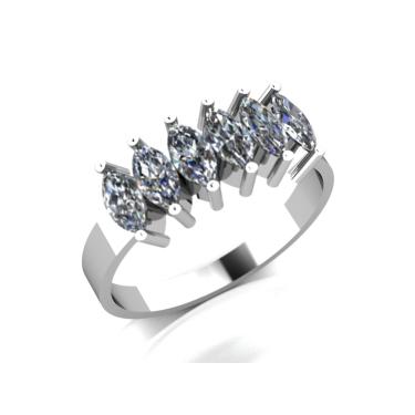 Imagem de Meia Aliança Navete Prata Com Zirconia