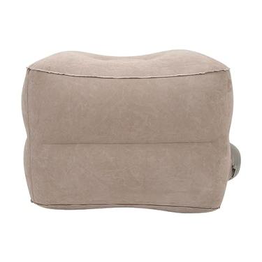 Imagem de Greensen Travesseiro de Pés Inflável, Apoio de Pés para Avião Almofada de Pés Portátil Lavável PVC Floquete Leve para Escritório Casa Carro Viagem de Avião Com Válvula de Ar Única (Cinza)