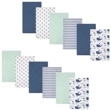 Imagem de Hudson Baby Pacote com 12 panos de flanela de algodão, amigos do mar, tamanho único