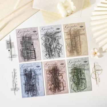 Imagem de Kit de adesivos para scrapbook de linha básica, 120 peças, geométrico, PET, transparente, impermeável, conjunto de adesivos para lixo, diário, garrafas de água, telefone, laptop, decalques para