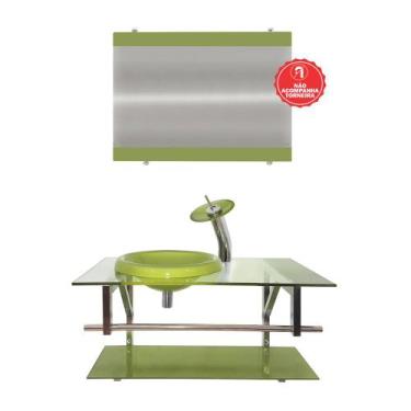 Imagem de Gabinete de Vidro 80cm para Banheiro Letónia - EKASA, Verde Oliva