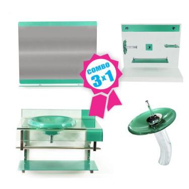 Imagem de Combo 3 em 1 - Gabinete 70cm Turquia + Torneira Ibiza + Kit Banheiro J