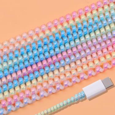 Imagem de Cabo de carregamento USB espiral colorido a laser de 160 cm para iPhone, Samsung, Xiaomi, capa de cabo de dados