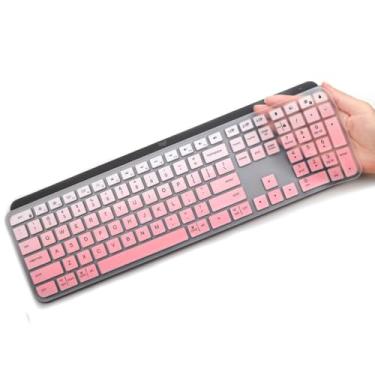Imagem de Capa para teclado Logitech MX Keys S Wireless Keyboard/MX Keys Advanced Wireless Keyboard/Logitech Craft Advanced Wireless Keyboard Protector Ultra Thin Silicone Keyboard Skin - Rosa