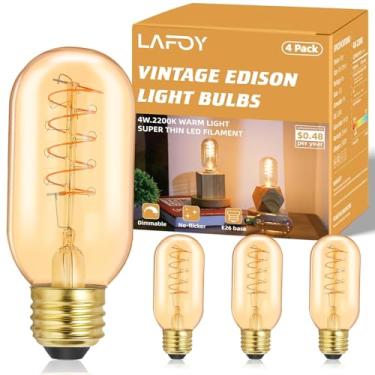 Imagem de Lâmpada LED Vintage Edison 25 Watt Equivalente a 20 Watt E26 Base Média Regulável Suave Quente 2200K Âmbar Antigo T45 Pequena Antiga Retro Estilo Rústico Padrão 25W 20W Lâmpada para Sala de Jantar