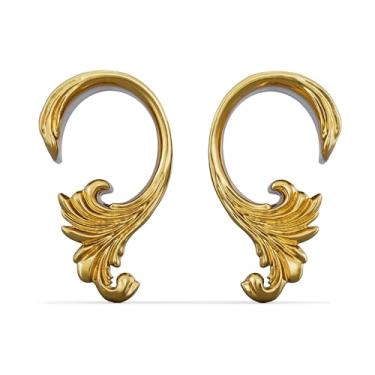Imagem de PUNKYOUTH 1 par de túneis góticos de calibre de sela para orelhas esticadas – joia de alargador duplo barroco onda oceano para mulheres homens presente alternativo 0g – 25 mm, 12mm (1/2 in), Metal