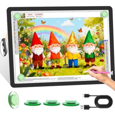 Imagem de KOBAIBAN Caixa de luz magnética A3 para traçar, quadro de luz de arte de diamante recarregável com botões físicos laterais, 3 modos de luz de cores superbrilhantes mesa de luz para desenho, capina de