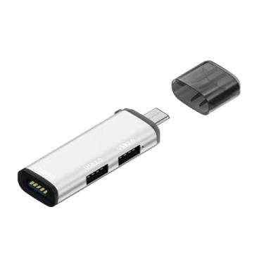 Imagem de Mini hub USB-C de 3 portas, divisor adaptador expansível USB-C 1 em 3 saídas com porta de transferência de dados USBA 3.0, para PC, laptops, Keyborad, disco rígido móvel e muito mais (branco)
