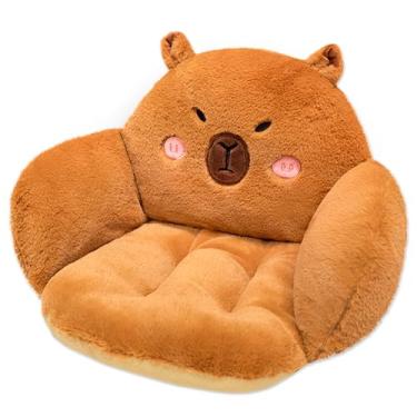 Imagem de Ohjijinn Capybara Cadeira de almofada, confortável almofada de assento de pelúcia de desenho animado, almofadas de chão, almofadas de chão, almofada de cadeira de escritório fofa decoração de quarto