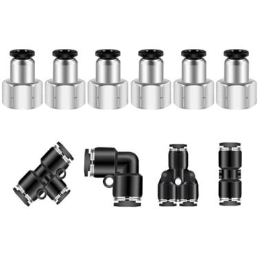 Imagem de QITUO Conexões Push to Connect Tubo de 1/4 polegada OD x 1/20.3 cm NPT Rosca fêmea Conexões de tubo pneumático reto Conexões de linha de ar Conexões de mangueira de compressor de ar 10 peças