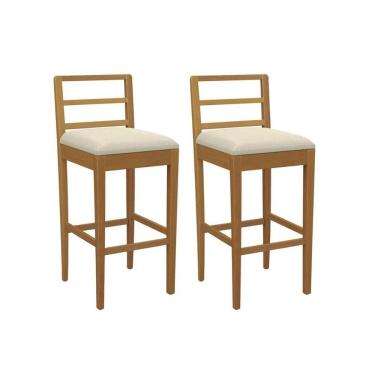 Imagem de Banqueta Sala De Jantar Sofia 1bmm006ca Premium Madeira Maciça Kit 2 Un Carvalho-linho Bege Argila - Kappesberg