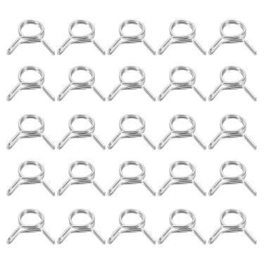 Imagem de HARFINGTON Clipes de mangueira de linha de combustível de fio duplo 7,5 mm ID 7,5-9,3 mm OD, 25 peças de aço inoxidável clipes de mola para tubos de mangueira de ar, tubo de água, motocicleta, scooter