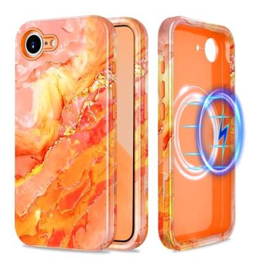 Imagem de Casetego Capa para iPhone 16e, compatível com MagSafe, [teste de queda de grau militar], proteção de corpo inteiro, fina, à prova de choque, resistente, mármore feminino, capa para meninas para iPhone
