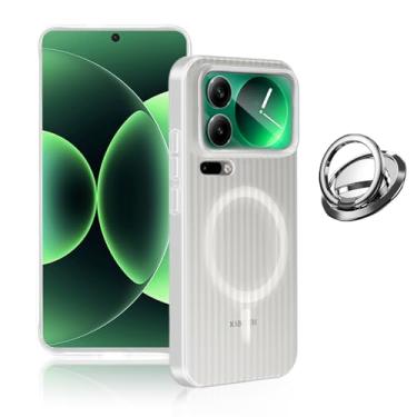 Imagem de Oshmirian Capa para Xiaomi 17 Pro Max – Capa traseira de policarbonato fosco magnético, capa rígida de textura ondulada de névoa de gelo, capa protetora antiimpressão digital fina à prova de choque