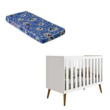 Imagem de Berço Americano Isis Branco Acetinado Com Colchão Ortobom - Reller