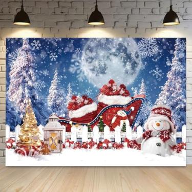 Imagem de Boneco de neve, pinheiro, floco de neve, fundo de vinil, para crianças, Natal, Natal, Natal, Xmax, decoração de festa em família, suprimentos de banner para estúdio fotográfico (2,1 x 1,5 m)