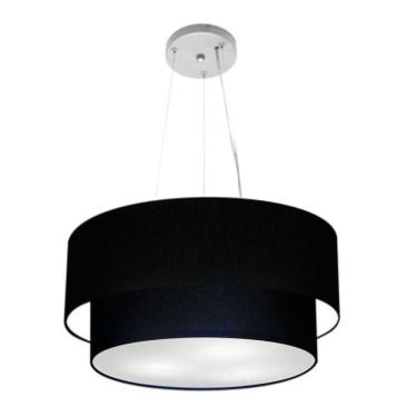 Imagem de Lustre Pendente Duplo Cilíndrico Vivare Md-4369 Cúpula Em Tecido 45x40cm - Bivolt Preto 127/220v
