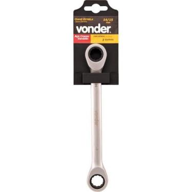 Imagem de Chave estrela com catraca 14x15mm cromo vanádio - Vonder
