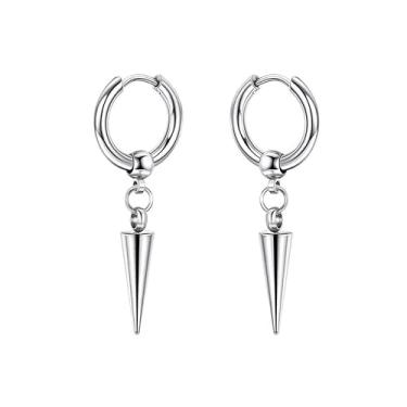 Imagem de Agriajun Brincos de argola góticos Y2k com pingente de cruz punk com rebite gótico para mulheres, acessórios de formatura e presente moderno, Aço inoxidável, Sem pedra preciosa