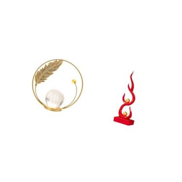 Imagem de Fenteer Escultura de Metal em Formato de Bola de Cristal, Estatueta Ornamental com Suporte para Corredor, Lareira, Quarto, Sala de Estar, Escritório. Arte