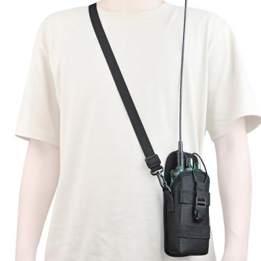 Imagem de HYS Coldre tático de nylon Molle bolsa de rádio, coldre universal para walkie talkie molle, para colete policial Molle, para Motorola Midland President Cobra Uniden rádio CB portátil