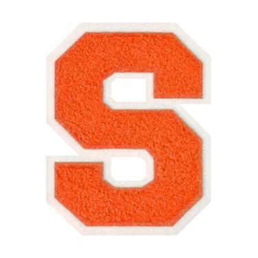 Imagem de 1 peça de patch de letra de chenille laranja de 11,4 cm com borda branca – Remendos do alfabeto para roupas, jaquetas, mochilas, chapéus para decoração personalizada, nome personalizado e artesanato