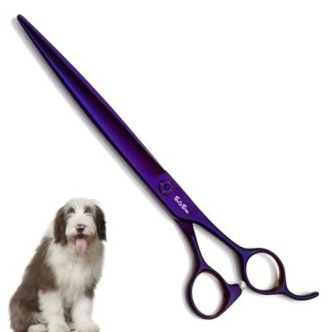 Imagem de SnipStar 7,5 polegadas profissional de animais de estimação reta corte tesouras VG10 aço alta gama cão cuidado tesouras de luz, roxo