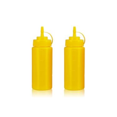 Imagem de WELKOR Garrafas de apertar para molhos, dispensador de condimentos à prova de vazamento, conjunto de garrafas de espremer de restaurante sem BPA com boca larga para ketchup, mostarda, xarope e molhos